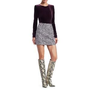 ANDAMANE Italy Bertha Leopard Print Tweed Mini